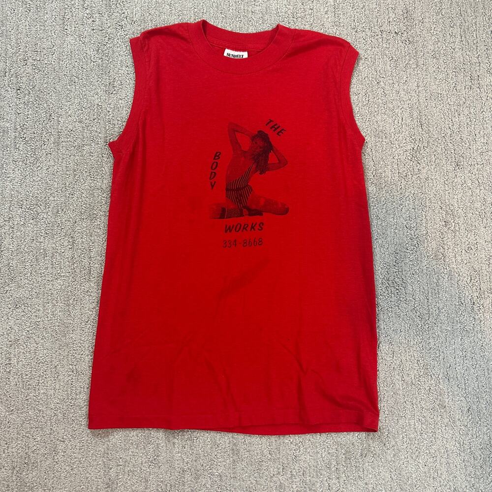 True Vintage Single Stitch "The Body Works" Graphic Sleeveless Tee Tank Top